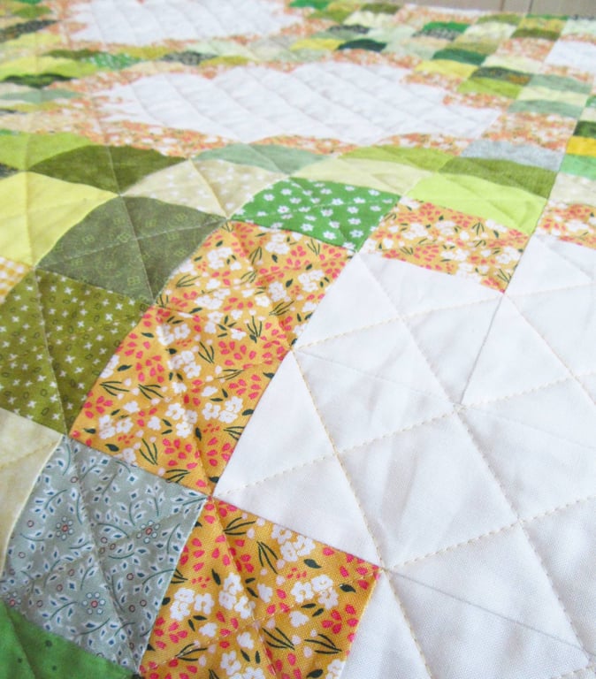 Traditional Patchwork Quilt in Spring Fresh Colours