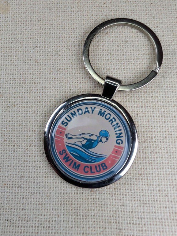 Sunday Morning Swim Club - Swimmer Keyring - Large Resin Topped Keychain