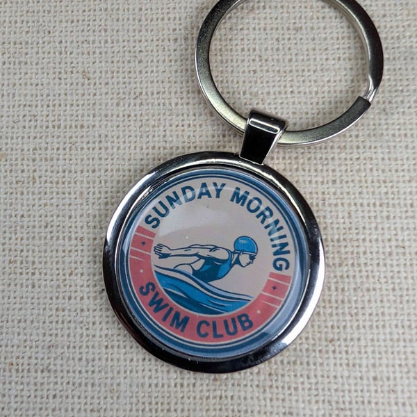Sunday Morning Swim Club - Swimmer Keyring - Large Resin Topped Keychain