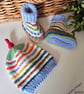 Designer Pure Merino Wool Booties & Hat Set 0-3 size mths  - Image 2