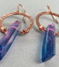 Rainbow Quartz Point Hammered Copper Rustic Boho Earrings - Image 3