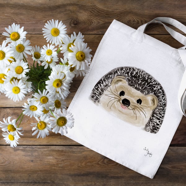 Hedgehog 100% Cotton Tote Bag, Tote Bag, Heavy Cotton Tote Bag, Hedgehogs, Bags