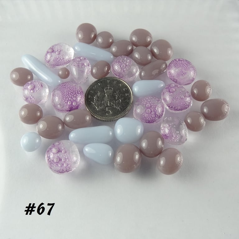 25g purple art glass cabochons, for jewellery making, crafting (67)