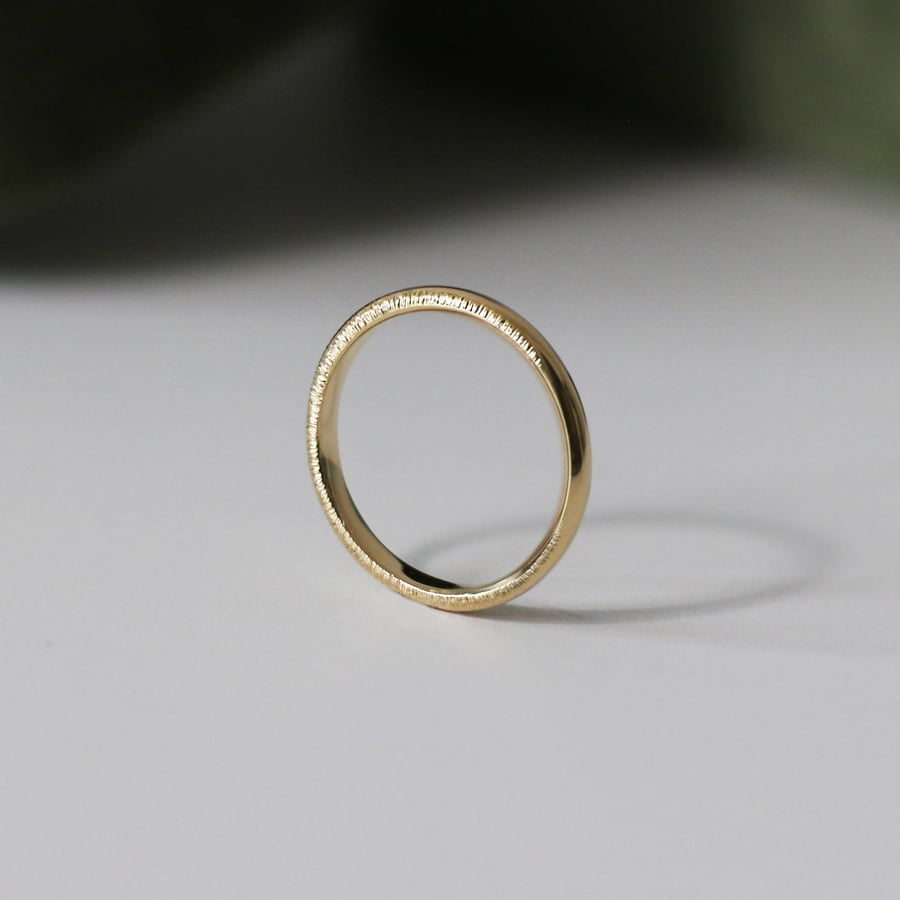 Moonlight Hammered Ring, 9ct or 18ct Gold, 2mm Width Stackable Ring, Wedding