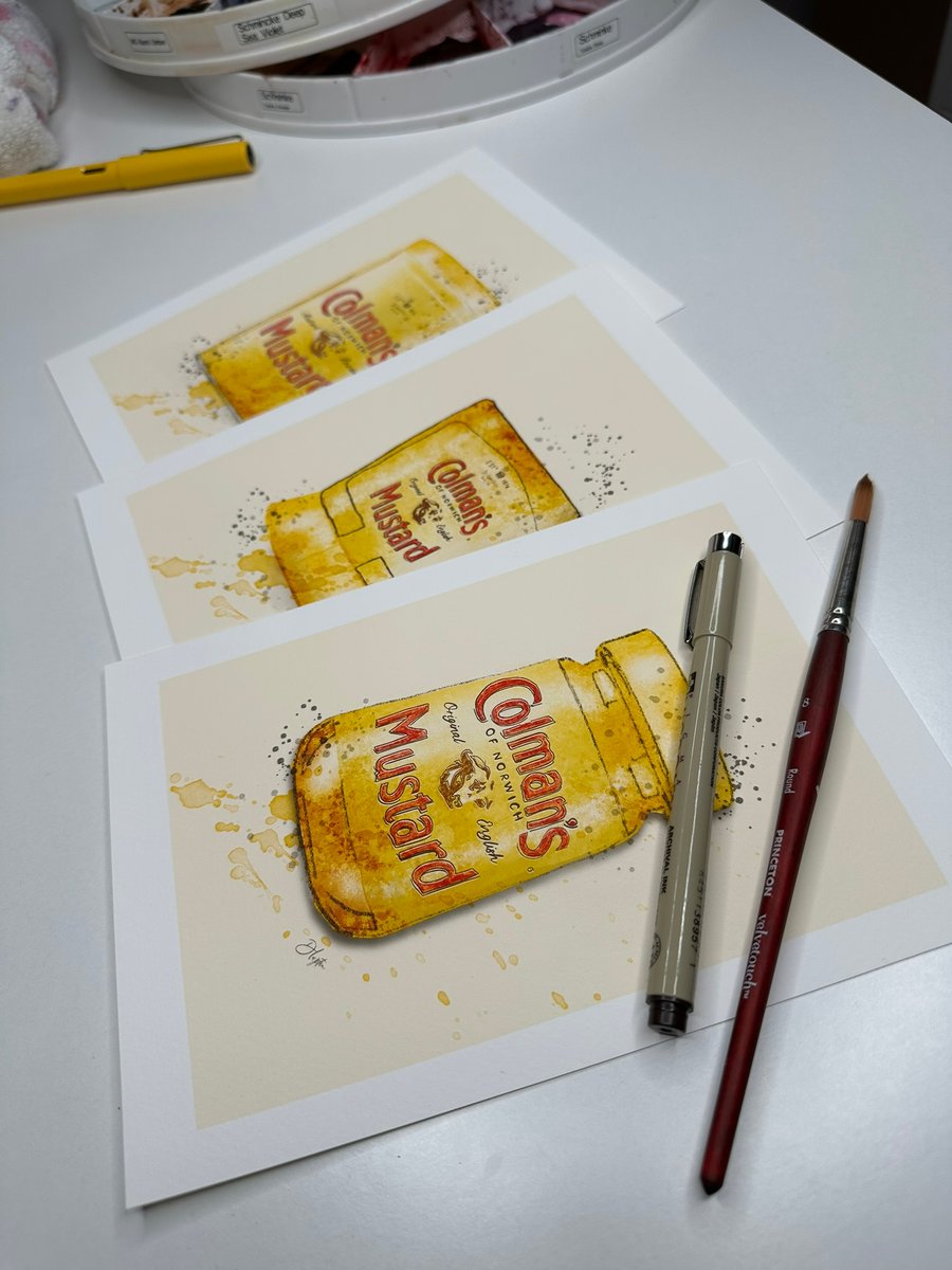 Watercolour Signed Art Print - Colmans Mustard Jar 