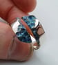 Sterling Silver Open Ring with Blue Oxidised Swirl Texture