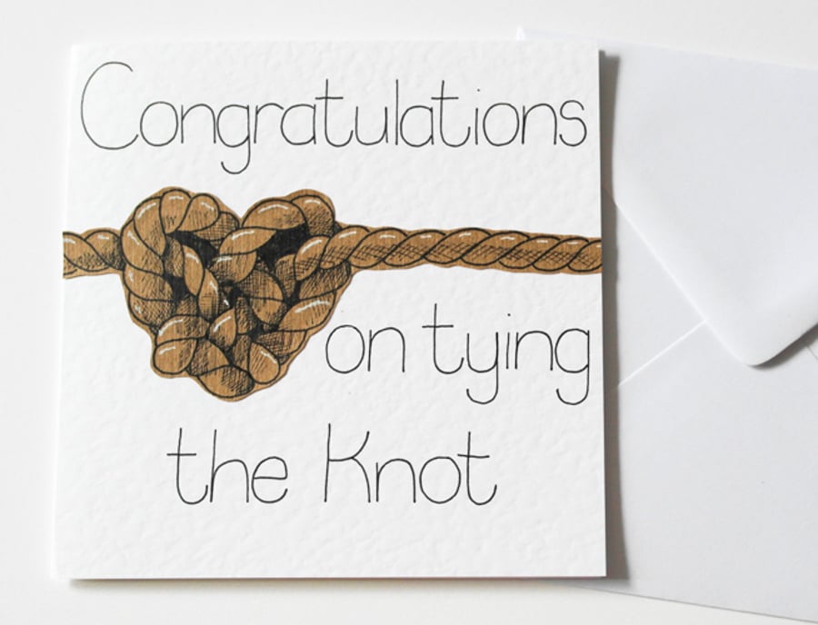 Congratulations On Tying The Knot Handmade Wedding Day Card 