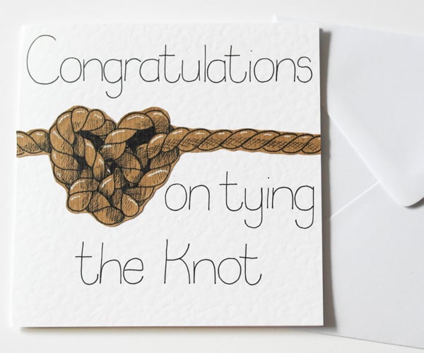 Congratulations On Tying The Knot Handmade Wedding Day Card 