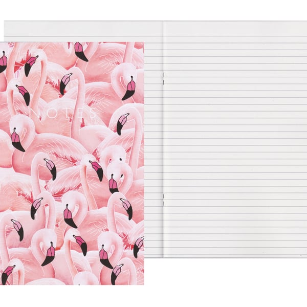 Lined Pages A5 Notebook - A Flamboyance of Flamingos