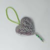 Haar - heart shaped hanging ornament with hand embroidery and glass beads