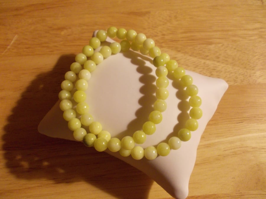 Lemon agate elasticated bracelet duo