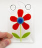 Fused Glass Red Flower Hanging - Handmade Fused Glass Suncatcher - Image 2