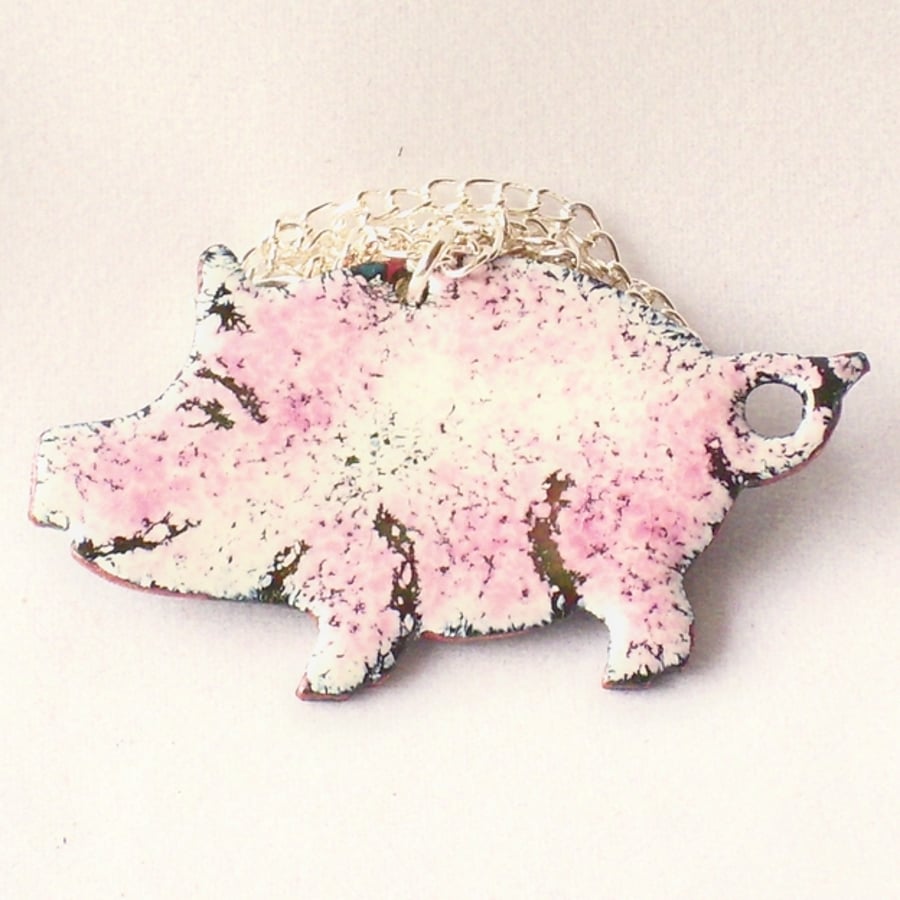 pendant - pink and white pig