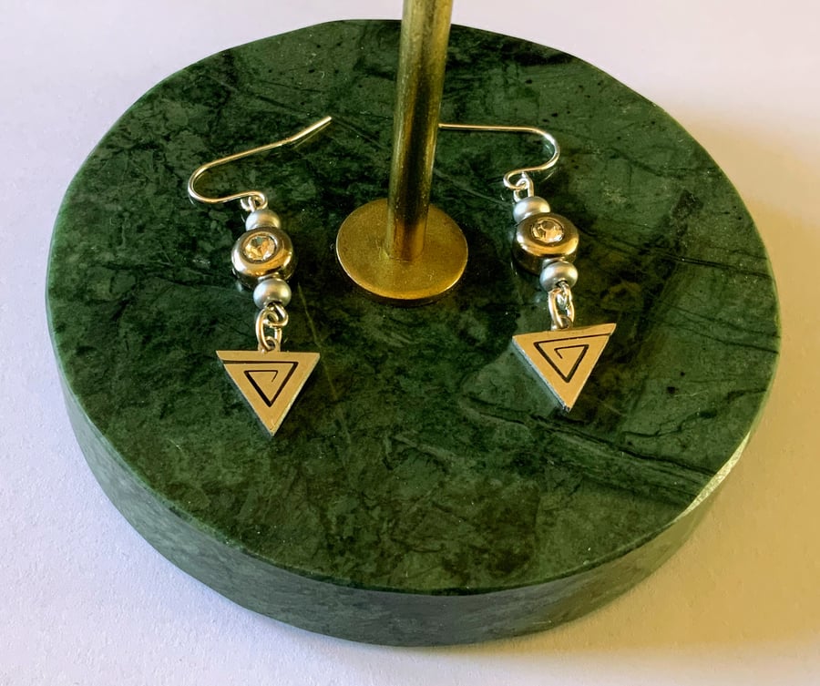 Stainless Steel Triangle Pendant Earrings.