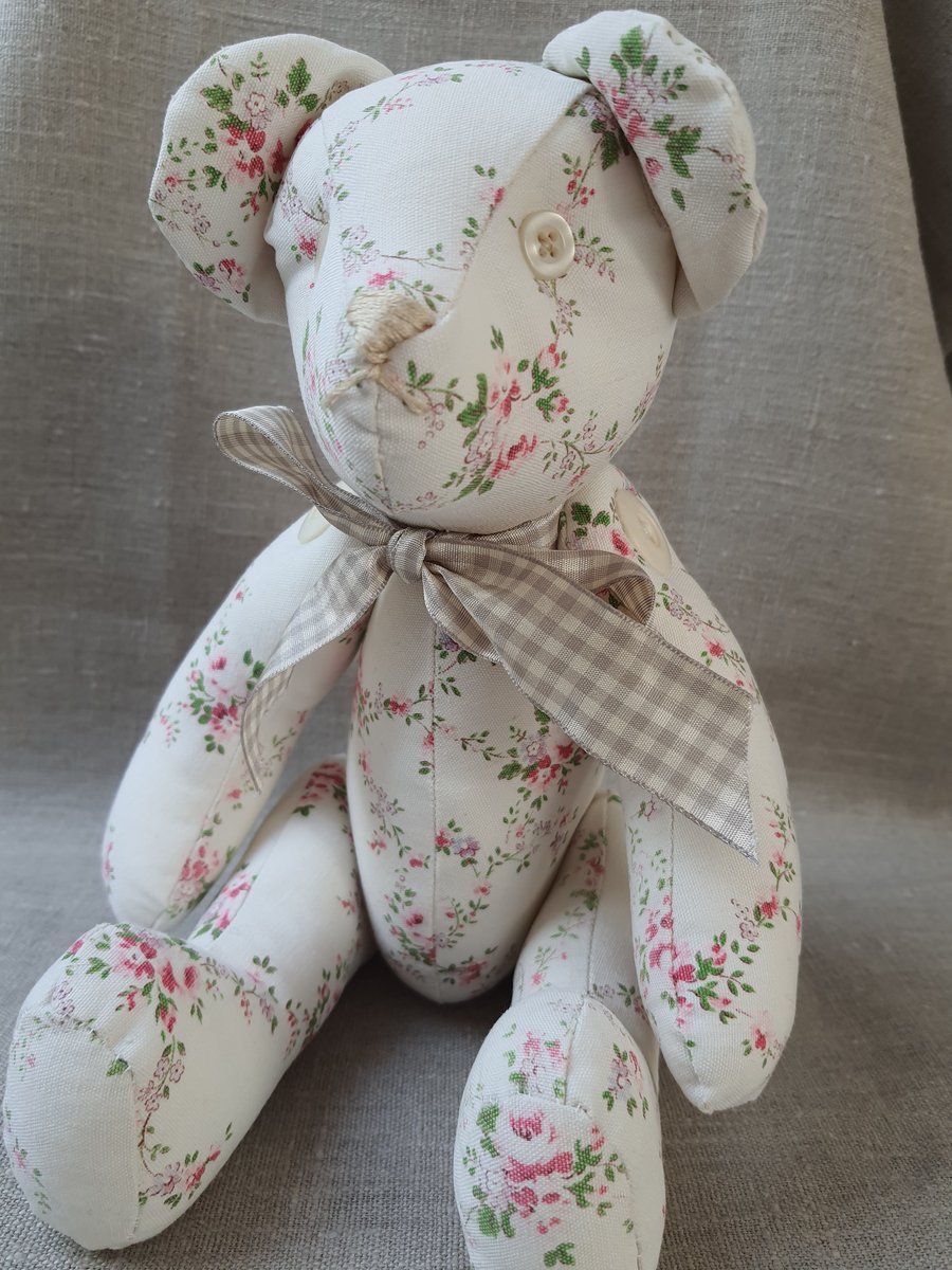 Handmade Vintage Fabric Bear (Rosie)