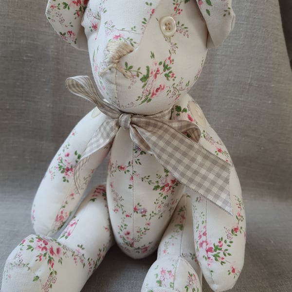Handmade Vintage Fabric Bear (Rosie)
