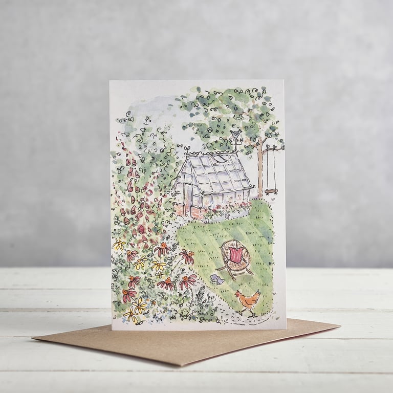 Greenhouse and Swing Greetings Card