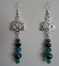 Silver Tone Celtic Triquetra Knot & Crystal Tartan Match Beaded Earrings  - Image 7