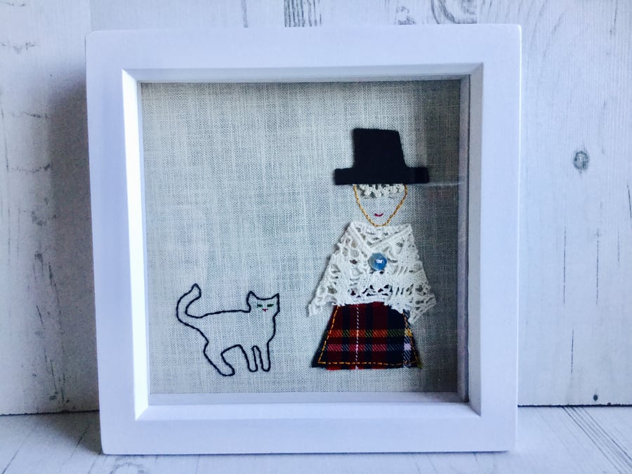 Welsh lady with little cat picture