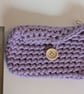 Handmade crochet purse made with lilac t-shirt yarn  - Image 3
