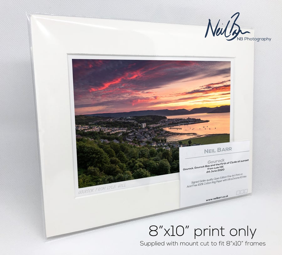 Gourock & Firth of Clyde from Lyle Hill, Greenock - A5 (10" x 8") Unframed Print