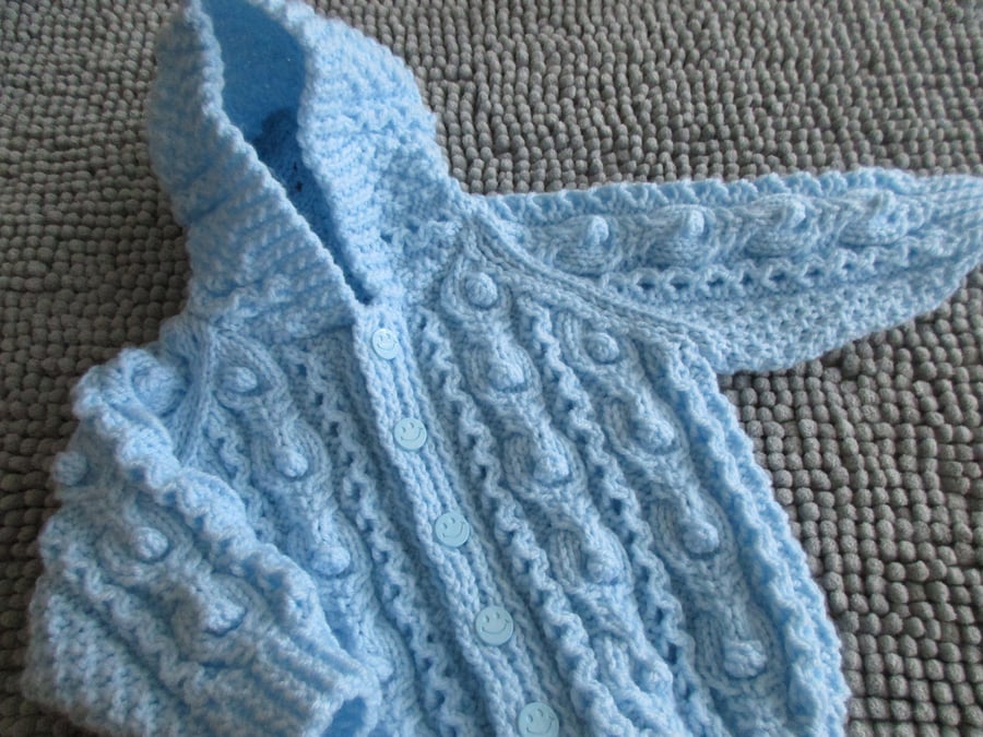 Special Order for Margaret 18" Baby Boys Aran Jacket with Hood