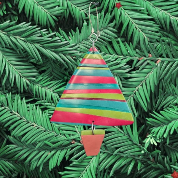 Colourful striped Christmas tree decoration