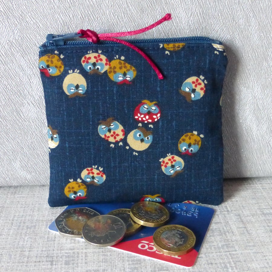Small purse, coin purse, owls.