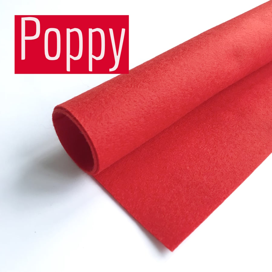 POPPY Red Felt - MEDIUM - 27x33cm Polyester Felt Sheet