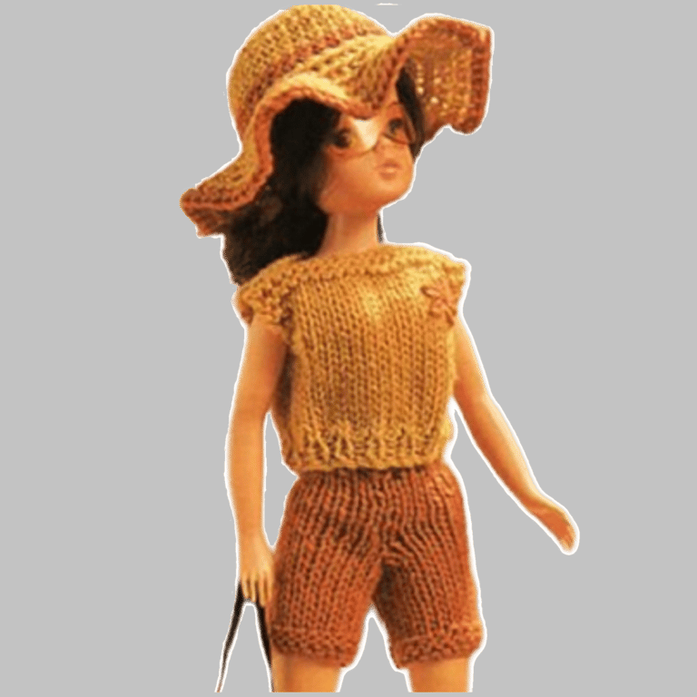 VINTAGE KNITTING PATTERN PDF Beach Set for Doll
