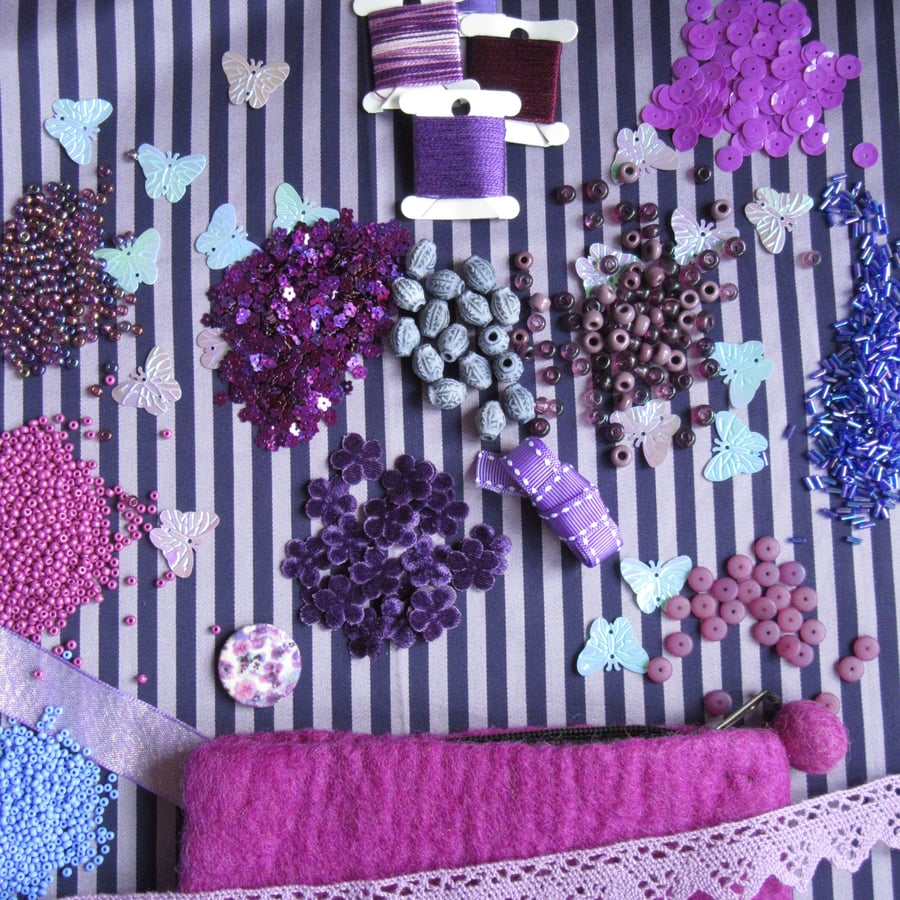 Purple Haberdashery Bundle With Felt Purse