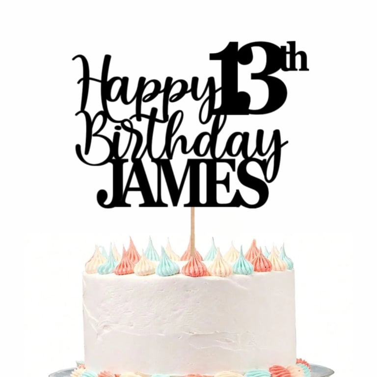 Happy 13th Birthday Cake Topper, 13th Birthday Cake Topper, Custom Cake Topper