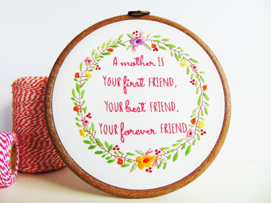 Special Mum Quote, Hand Embroidered Gift For Mum, Mothers Day Gift 