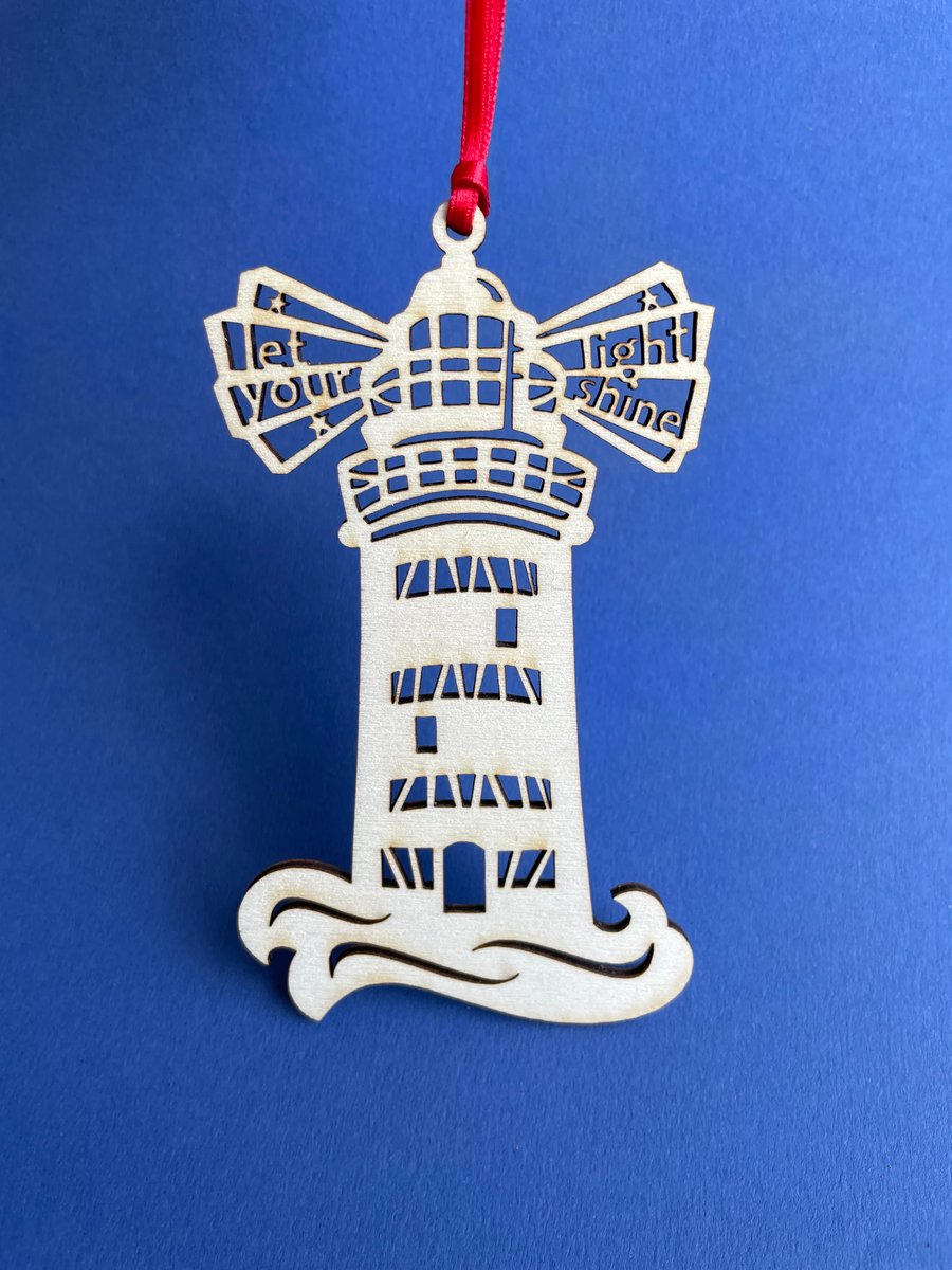 'Let your light shine’ - wooden lighthouse decoration