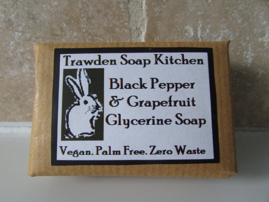 Palm Free Black Pepper and Grapefruit, 100g Vegan Soap Bar