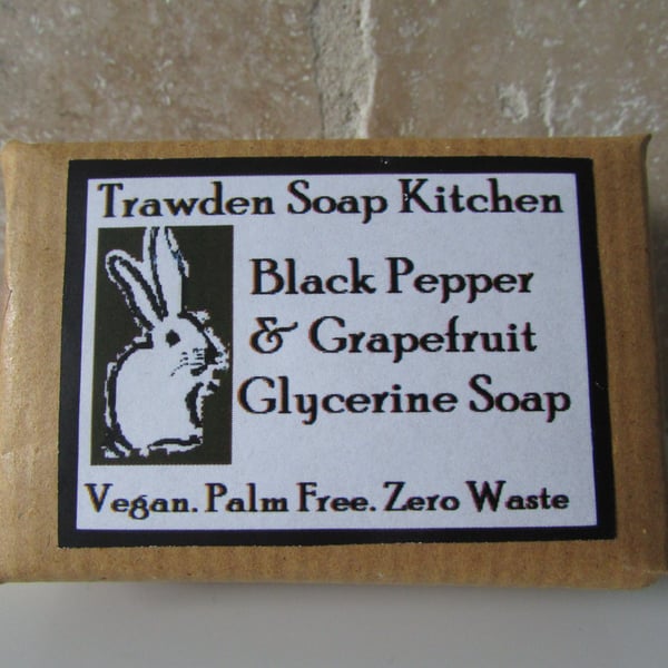 Palm Free Black Pepper and Grapefruit, 100g Vegan Soap Bar