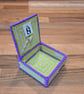 Lidded desk tidy - pink and green with purple edge