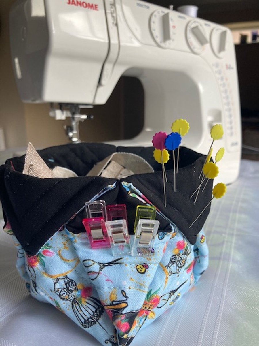 Fabric Storage Basket - Sewing Theme thread basket