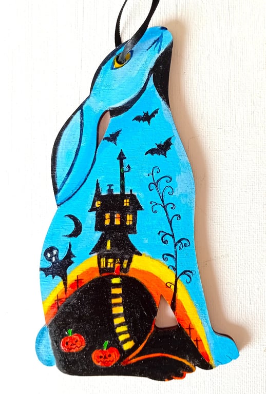 Halloween hare in blue