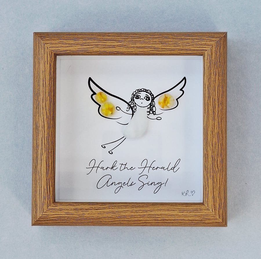 Mini "Hark the Herald Angels Sing" Christmas Art - Wood Frame