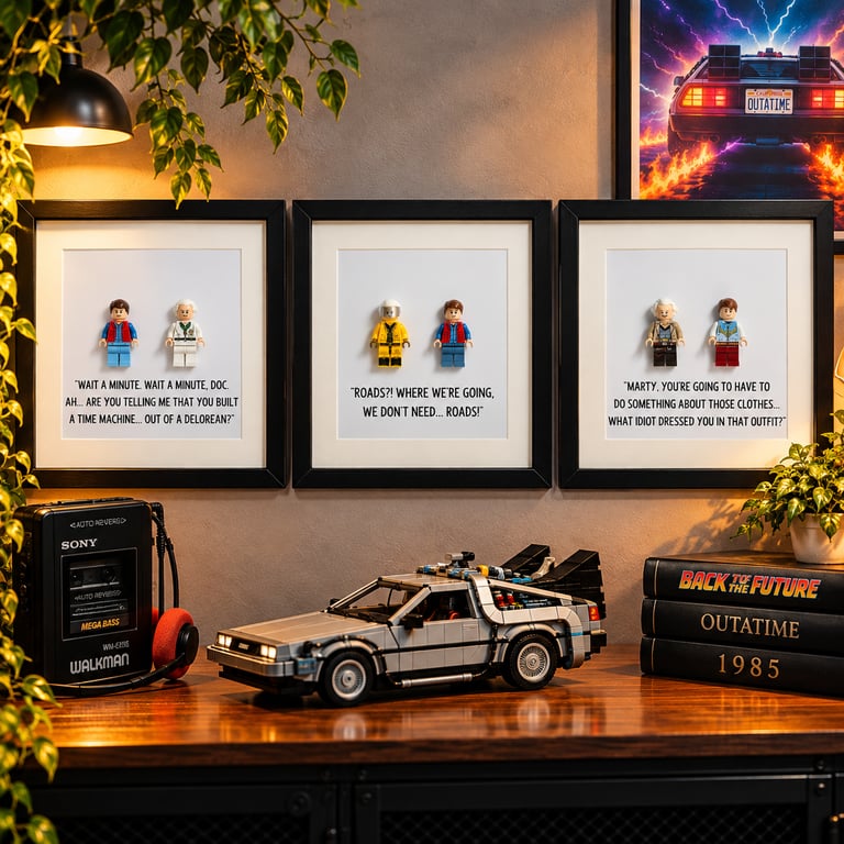 Back to the Future Framed LEGO Minifigures - Choose I II or III - Movie Gift
