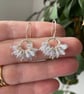 Aquamarine Gemstone Recycled Sterling Silver Double Ruffle Dangle Earrings - Image 2