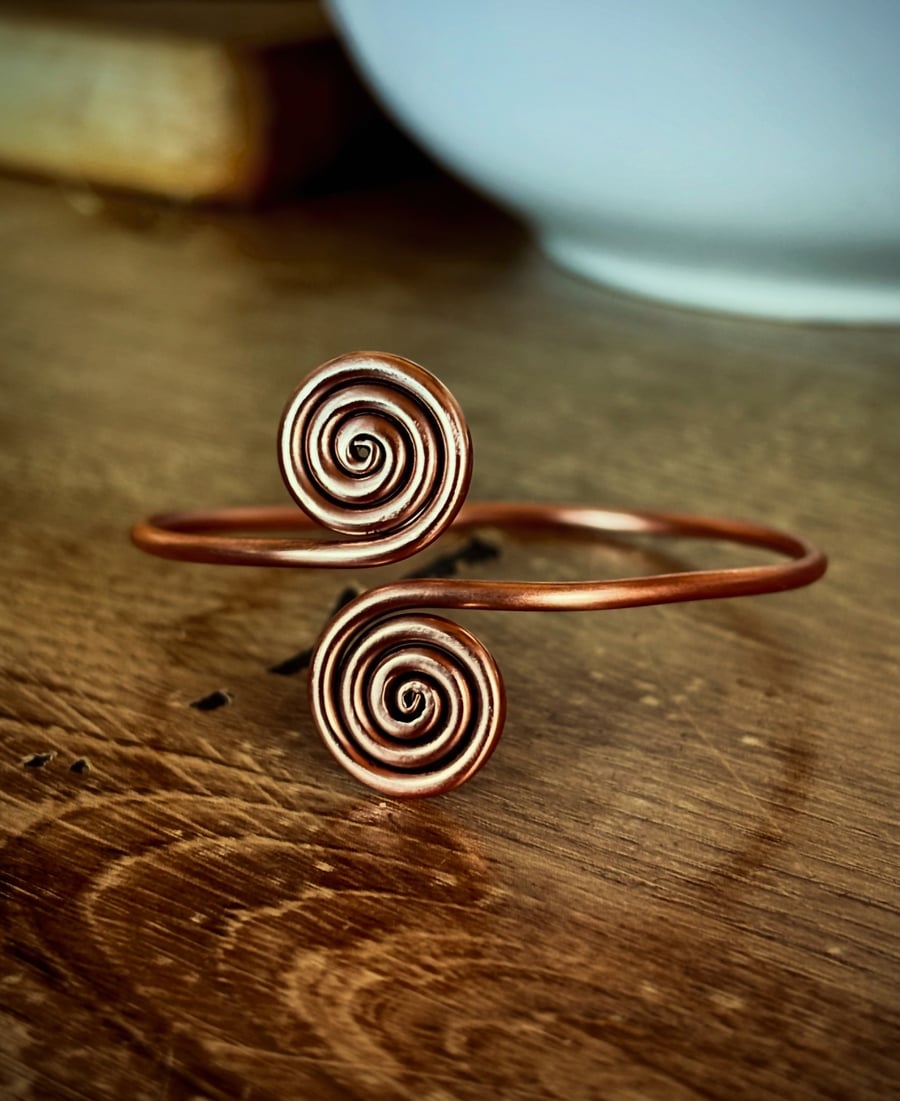 Solid Celtic Spiral Copper Wrist Torque