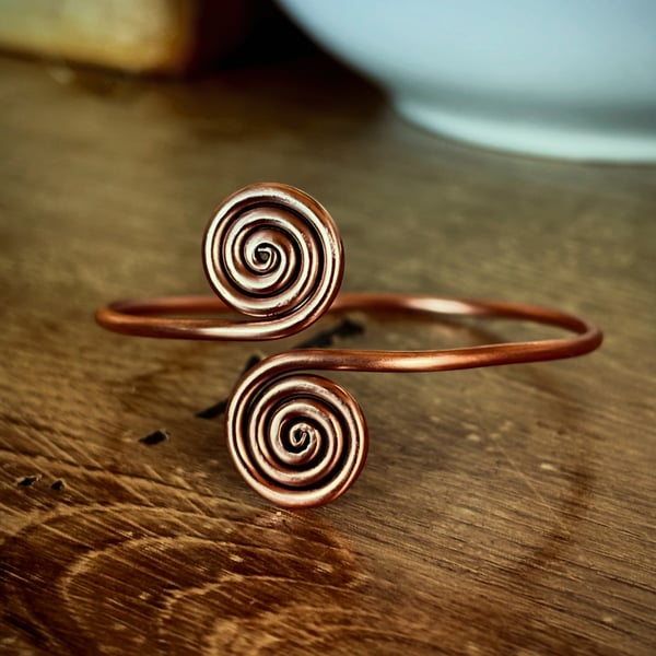Solid Celtic Spiral Copper Wrist Torque