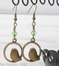Swarovski Peridot Crystal Bronze Bird Earrings