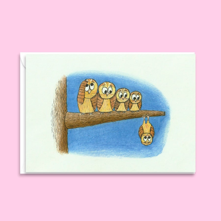 Night Owls Greetings Card: Hand Illustrated Any Occasion Card (6x4)