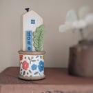 Little Wooden House on a Vintage Bobbin 'Home' 