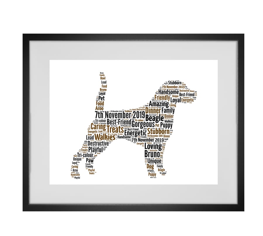 Personalised Beagle Dog Design Word Art Gifts 