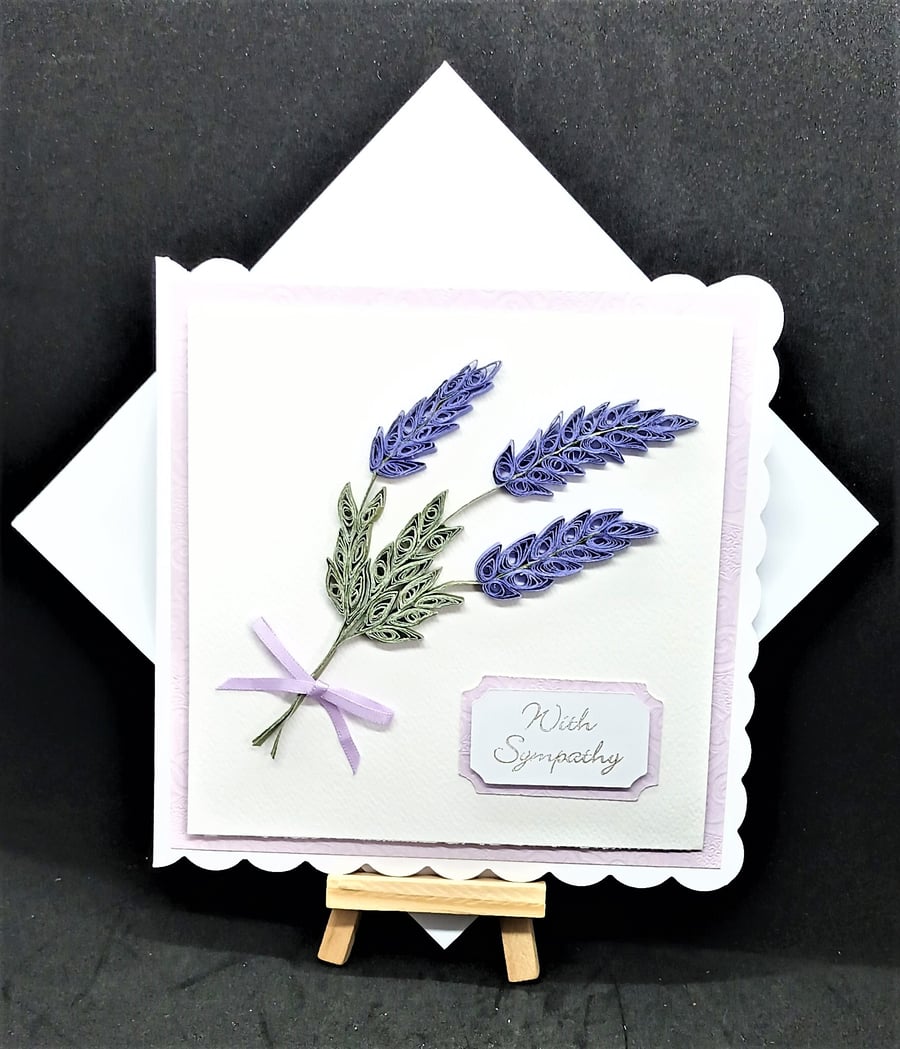 Beautiful quilled lavender with sympathy card