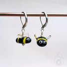 Tiny Glass Bumble Bee Stitch Marker
